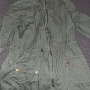 Hooded Army Green Linen Jacket